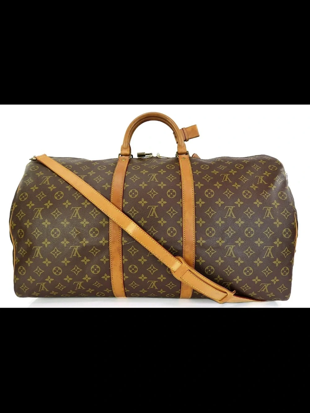 Louis Vuitton Monogram Canvas Duffel with Tan Leather Trim